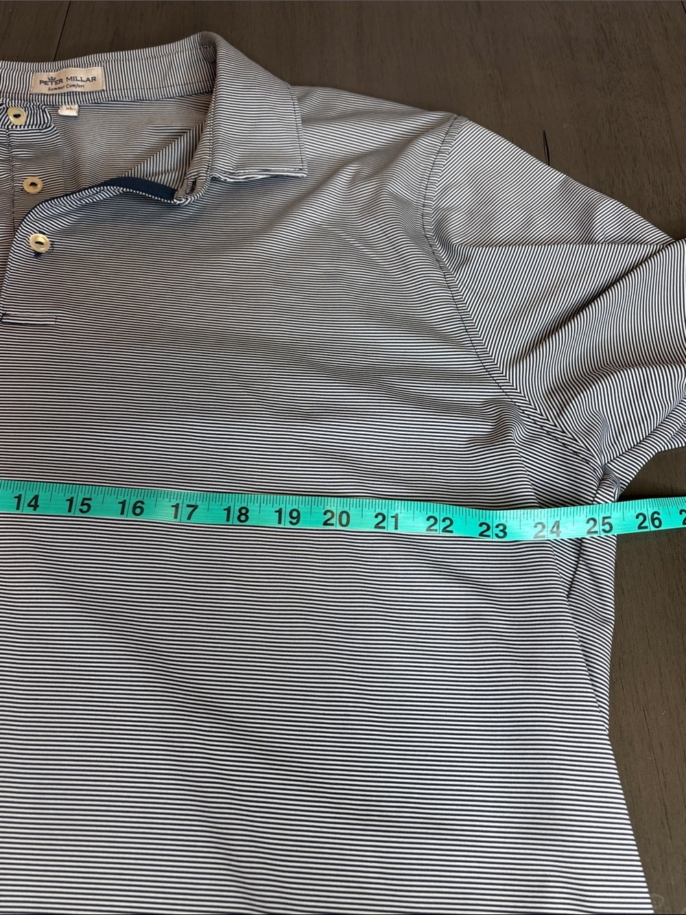 🩶 Peter Millar Men’s Golf Polo XL Blue Striped Performance Short Sleeve 🩶 - Picture 6 of 9